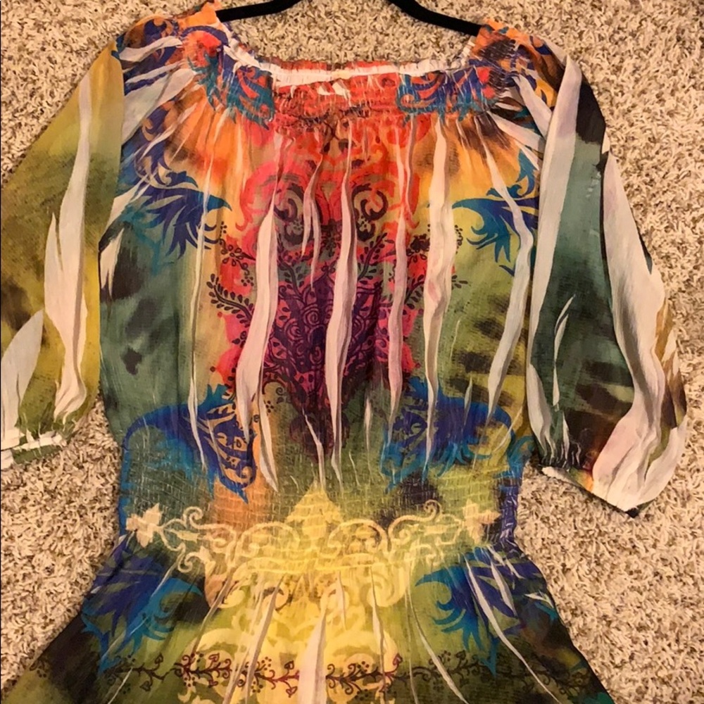 Multicolored bunched blouse